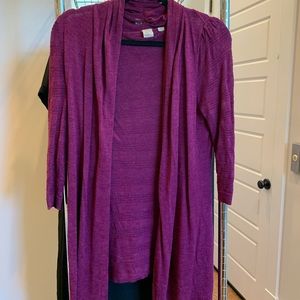 Anthropologie maroon purple open front sweater